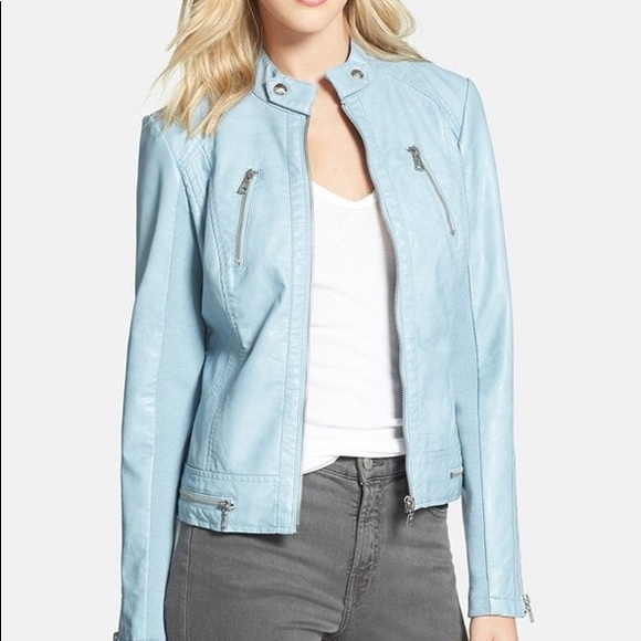 IVONNE Baby blue leather jacket